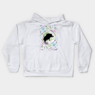 Watercolour Boar and Ferns Kids Hoodie